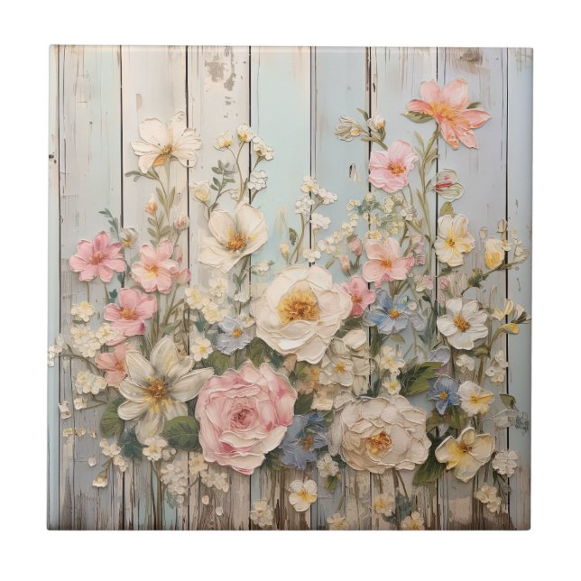 Carreau Carrelage Shabby Chic Fleurs (Devant)