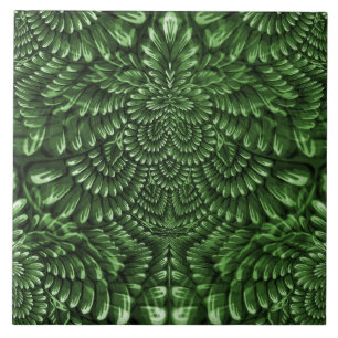 Carreau Carrelage vert en céramique fleurie
