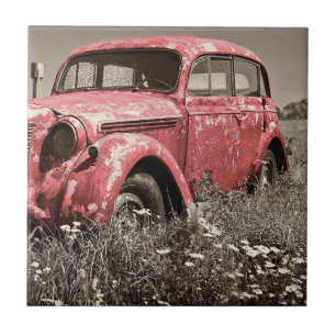 Carreau Carrelage vintage rouillé de camion rouge