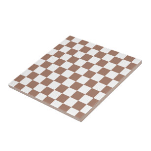 Carreau Carrés à damier marron moka blanc géométrique rétr