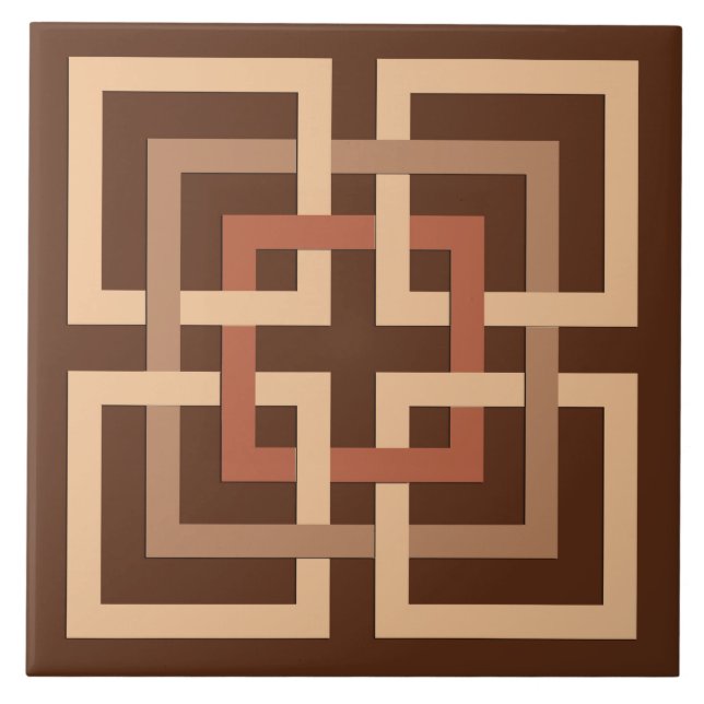 Carreau Carrés géométriques modernes, Chocolat Brown et Ta (Devant)