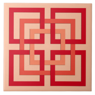 Carreau Carrés géométriques modernes, Coral Orange et Mand