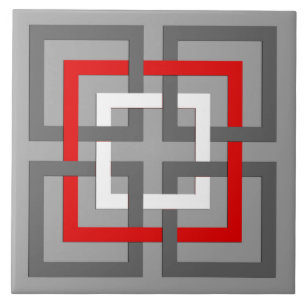 Carreau Carrés, gris, rouge et blanc géométriques modernes