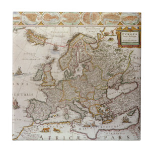 Carreau Carte antique de l'Europe par Willem Jansz Blaeu, 