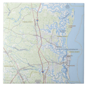 Carreau Carte côtière de l'île Cumberland Georgia Mug