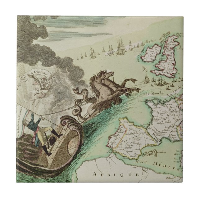 Carreau Carte d'attaque navale sur l'Angleterre par (Devant)