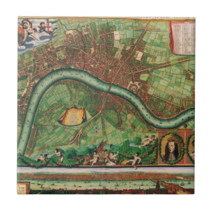 Carreau Carte de la rue antique de Londres par Johannes de