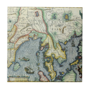Carreau Carte de l'Asie du Sud-Est antique par Mercator / 