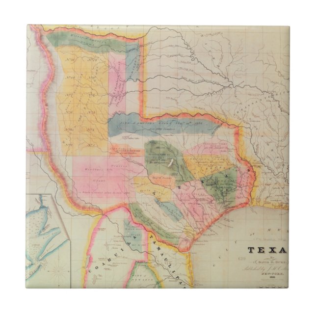Carreau Carte de l'état du Texas | 1835 (Devant)