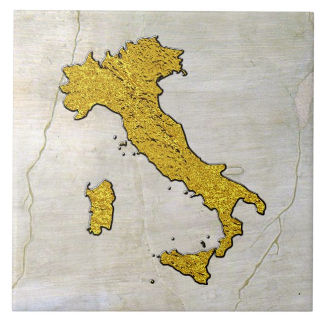Carreau Carte de l'Italie Gold sur le Motif Fresco (Devant)