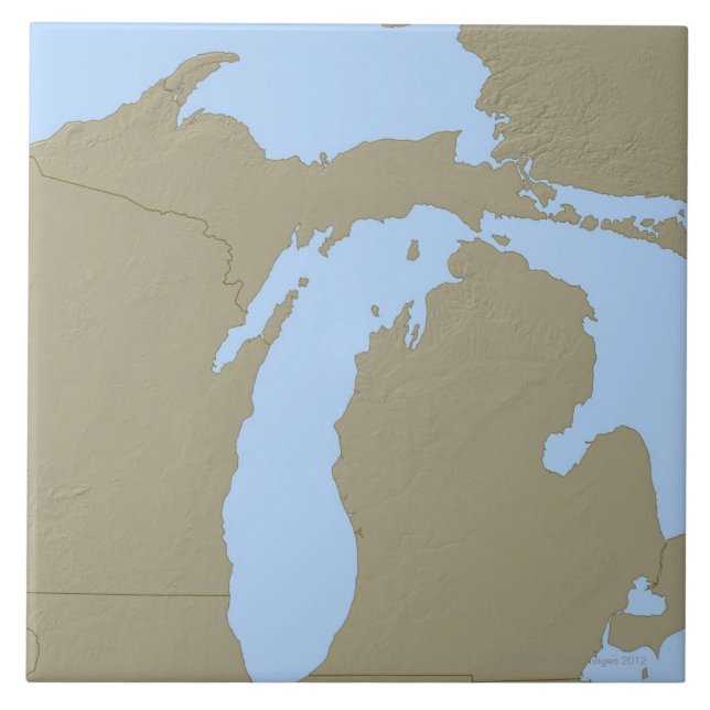 Carreau Carte de soulagement du Michigan (Devant)