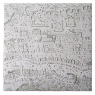 Carreau Carte de ville de Constantinople, Turquie, c.1650