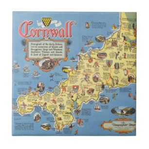 Carreau Carte des Cornouailles, Angleterre