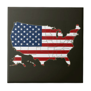 Carreau Carte des Etats-Unis avec le drapeau américain