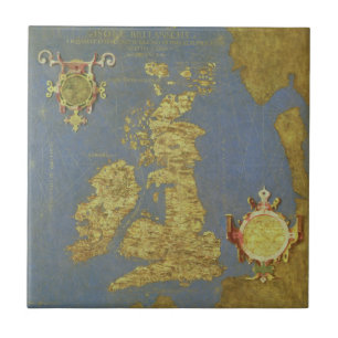 Carreau Carte des îles britanniques du 16ème siècle
