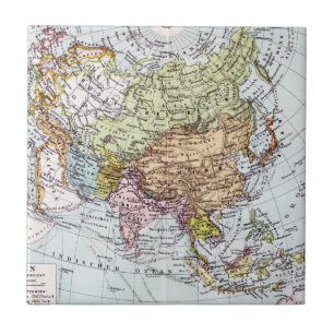 Carreau Carte du 19ème siècle de l'Asie