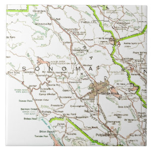 Carreau Carte du comté de Sonoma, Californie 