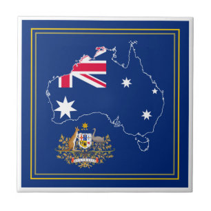 Carreau Carte du drapeau australien et Emblem