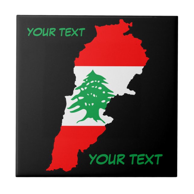 Carreau Carte du Liban avec drapeau (Devant)