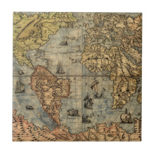 Carreau Carte du monde Atlas historique Vintage