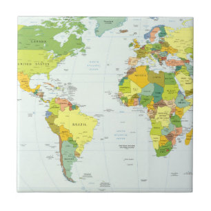 Carreau Carte du monde Atlas Poster Politique : Décoration