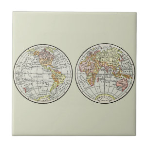 Carreau Carte du monde de voyage Terre 1916 Atlas mondial