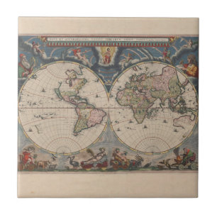 Carreau Carte du monde Globe Travel Antique