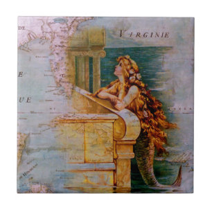 Carreau Carte et sirène nautiques antiques