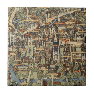 Carreau Carte imagée de Cambridge, Angleterre