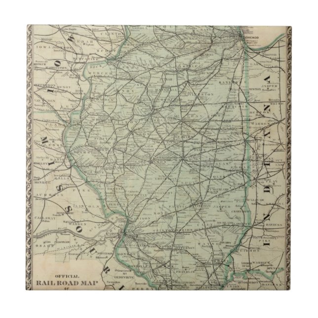 Carreau Carte officielle de chemin de fer de l'Illinois (Devant)