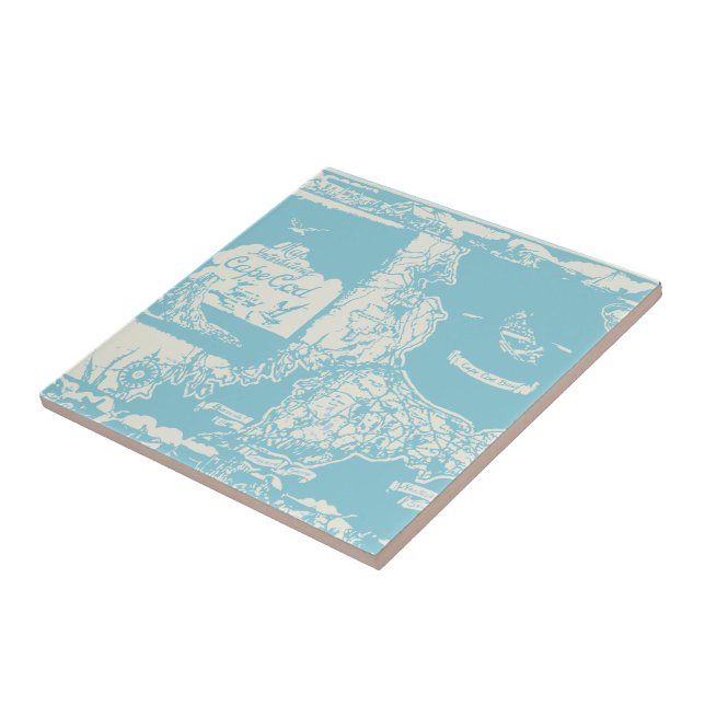 Carreau Carte vintage de Cape Cod (Côté)