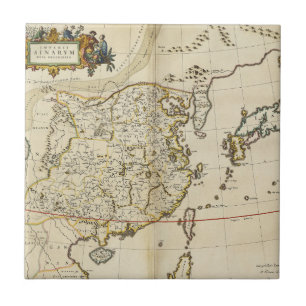 Carreau Carte vintage de la Chine 1662