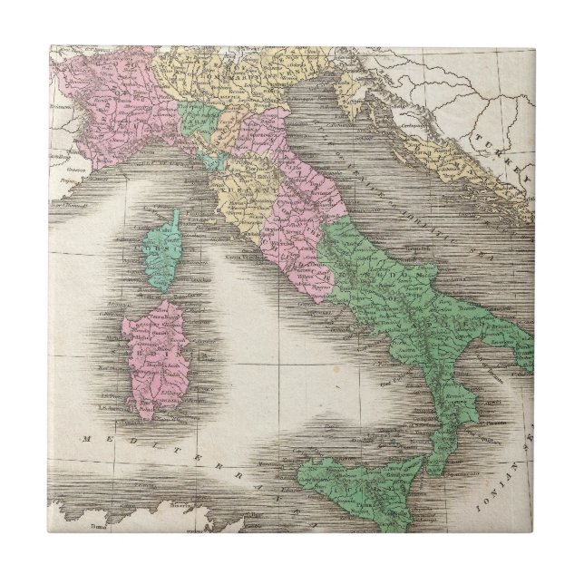 Carreau Carte Vintage de l'Italie (1827) (Devant)