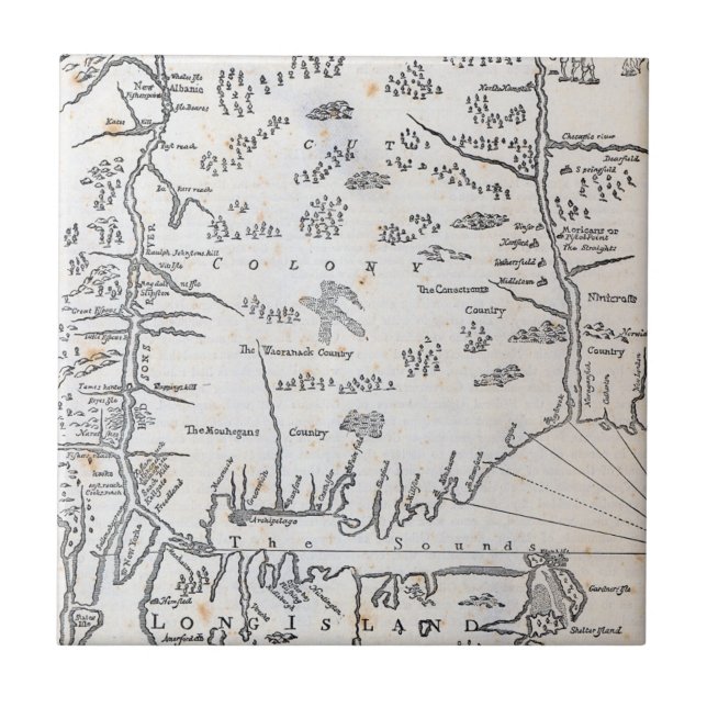 Carreau Carte vintage du Connecticut (Devant)