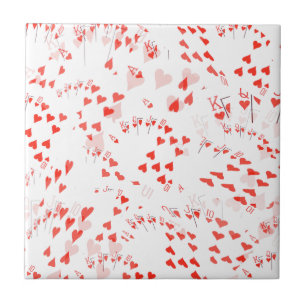 Carreau Cartes de Poker Coeurs Motif de vidange droit,