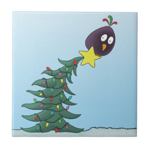 Carreau Cartographie Oiseau Noël étoile Arbre de Noël
