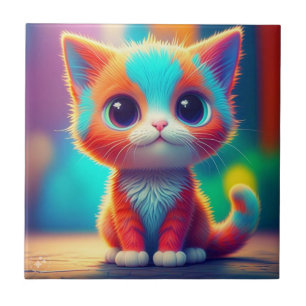 Carreau Carton de chaton couleur arc-en-ciel jolie