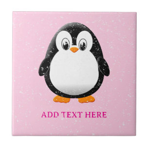 Carreau Carton Pingouin Cute Personnalisé Rose