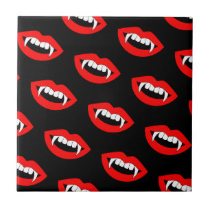 Carreau Cartoon Monster Vampire Lèvres pointes dents dents