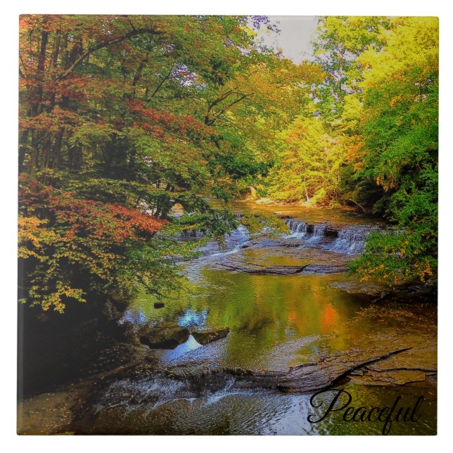 Carreau Cascade automnale dans le soleil du matin (Devant)