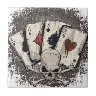 Carreau Casino de crâne de cartes de jeu d'as de Wellcoda