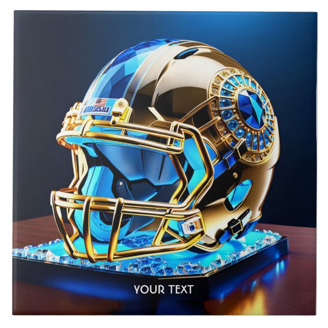 Carreau Casque bleu de football Imaginaire mignon (Devant)