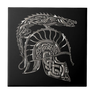 Carreau Casque de dragon métallique de guerrier cool