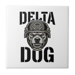 Carreau Casque Delta Dog Bulldog Gravure Vintage Design_