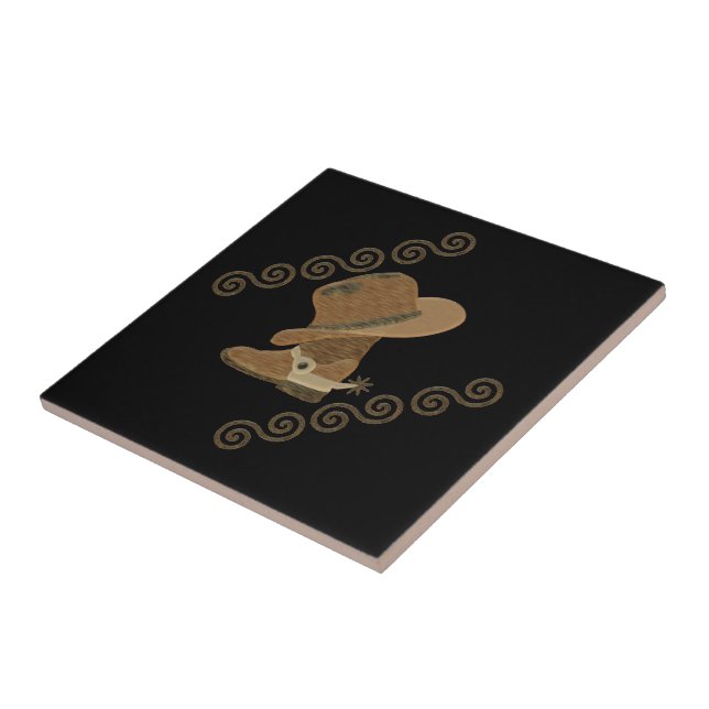Carreau Casquette Cowboy sur Bottes Cowgirl (Côté)