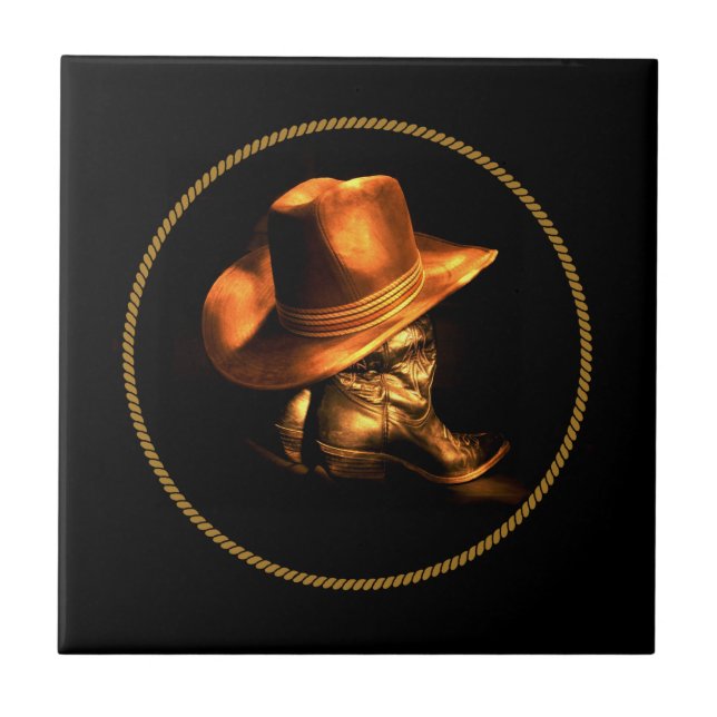 CARREAU CASQUETTE DE COWBOY & BOOTS       (Devant)