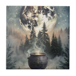 Carreau Cauldron de Forêt Lune Mystique - Art Magique De C