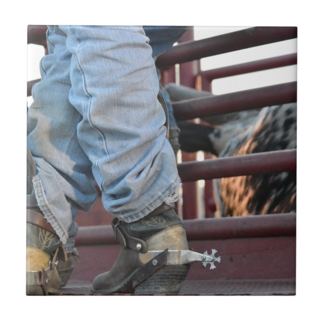 Carreau Cavalier de Taureau de rodéo de cowboy et (Devant)