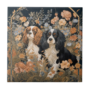 Carreau Cavalier King Charles Spaniels Tapisserie Style