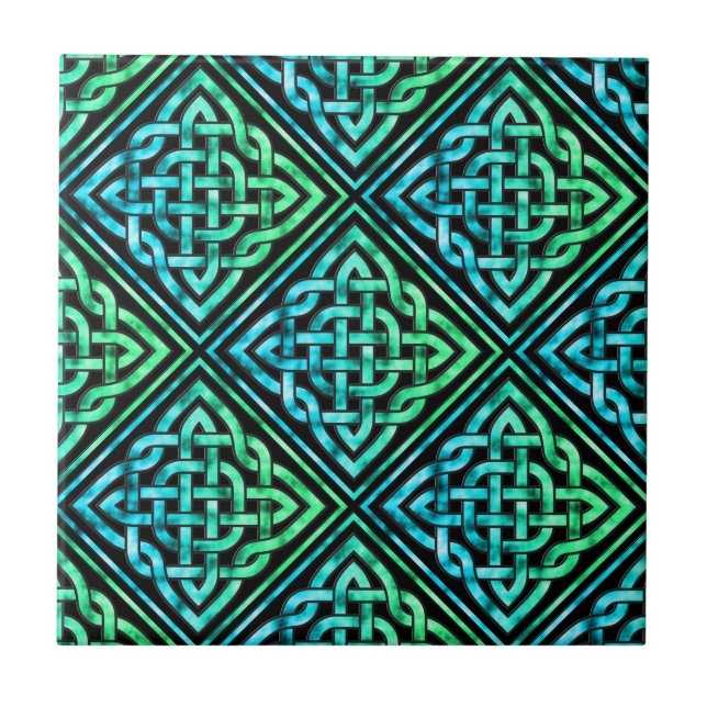 Carreau Ceinture celtique - Carrelage en céramique bleu di (Devant)